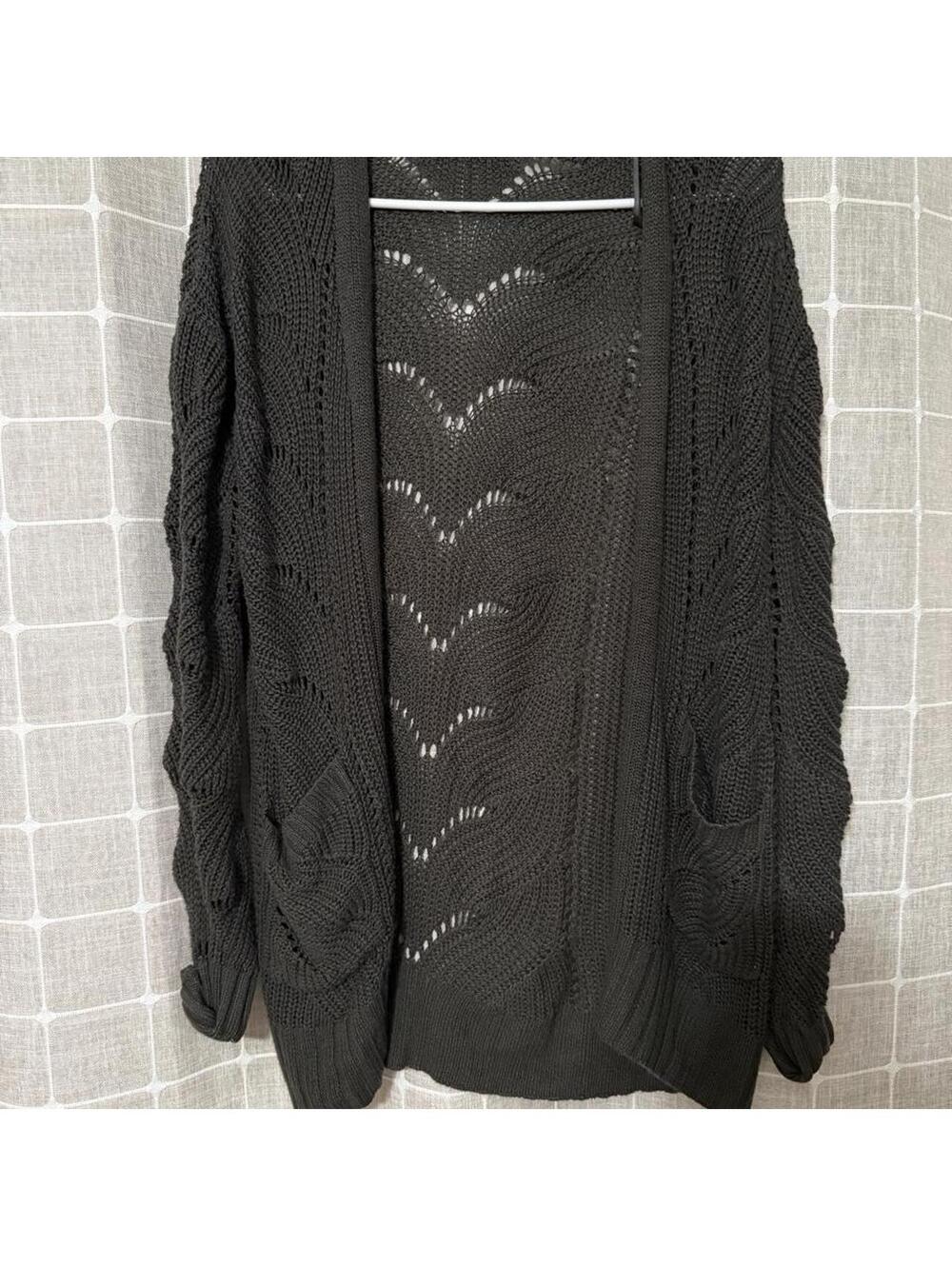 Pink Rose Women's Black and Green Cardigan